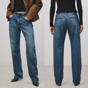 Nili Lotan Medium Blue Relaxed Baggy Taylor Jeans in Simon Wash